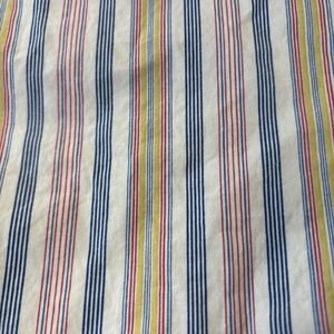 Vintage Ralph Lauren Queen Sheet Multicolor Ticking Striped Cotton LRL